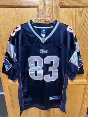 #83 Wes Welker New En Patriots  Football Jersey with Silver and Red Accents